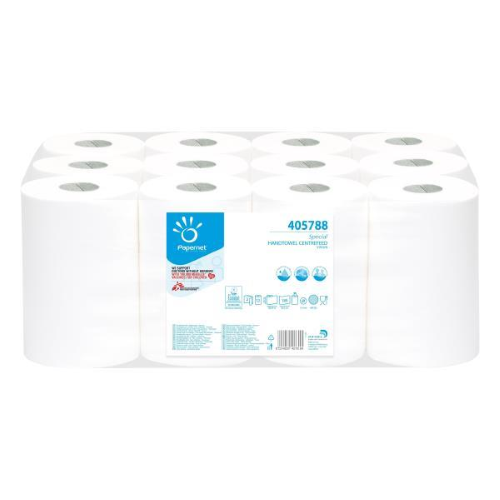 PAPERNET ASCIUGAMANI IN PURA CELLULOSA 2 VELI ROTOLO DA 68.99 MT 189 STRAPPI 21.5X36.5 CM BIANCO CONF 12 Pz.